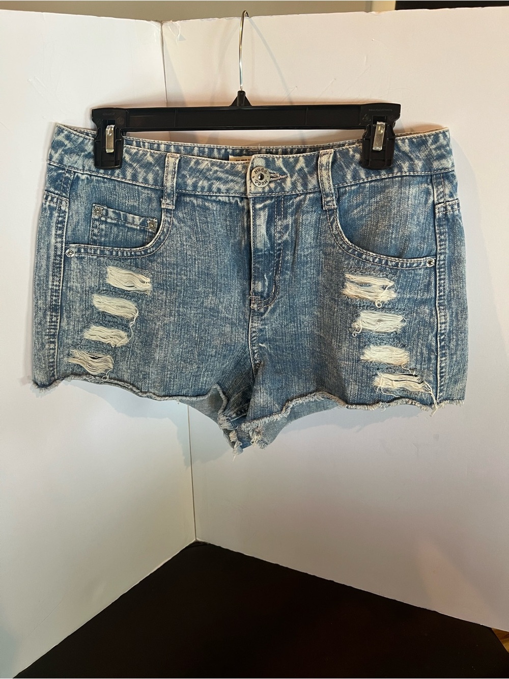 Mudd Light Blue Distressed Denim Cutoff Shorts